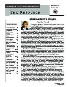 Mississippi Department of Corrections  Volume 9, Issue 11 November[removed]THE RESOURCE