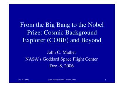John C. Mather Lecture Slides