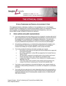 IMAGINE CANADA DONOR, FUNDRAISING AND FINANCIAL PRACTICE CODE