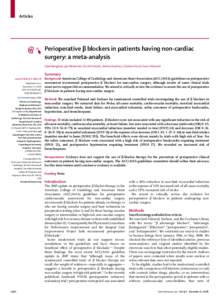 Articles  Perioperative β blockers in patients having non-cardiac surgery: a meta-analysis Sripal Bangalore, Jørn Wetterslev, Shruthi Pranesh, Sabrina Sawhney, Christian Gluud, Franz H Messerli