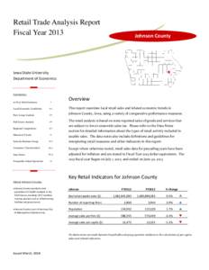 Retail Trade Analysis Report Fiscal Year 2013 Johnson County  Iowa State University