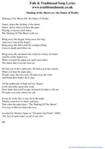 Folk & Traditional Song Lyrics - Shaking of the Sheets (or: the Dance of Death)