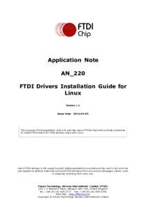 Application Note AN_220 FTDI Drivers Installation Guide for Linux Version 1.1