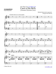 Sheet Music from www.mfiles.co.uk  Carol of the Bells Accompaniment: Piano/Keyboard