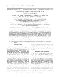 Advance Journal of Food Science and Technology 1(1): 72-77, 2009 ISSN: [removed] ©M axwell Scientific Organization, 2009 Submitted Date: October 14, 2009 Accepted Date: October 26, 2009