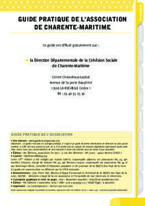 introduction Boîte à outils Guide pratique de l’association de Charente-Maritime Ce guide est diffusé gratuitement par :
