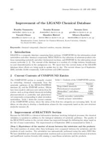 492  Genome Informatics 13: 492–Improvement of the LIGAND Chemical Database Rumiko Yamamoto