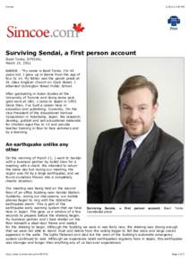 Simcoe:05 PM Surviving Sendai, a first person account Basil Tonks, SPECIAL