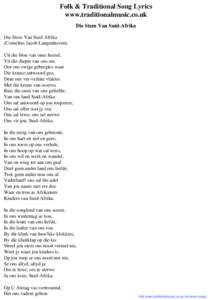 Folk & Traditional Song Lyrics - Die Stem Van Suid-Afrika