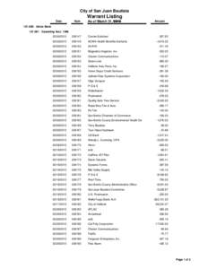 City of San Juan Bautista  Warrant Listing Date  Num