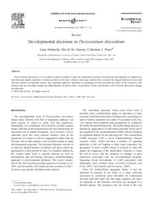 Developmental Biology – 36 www.elsevier.com/locate/ydbio Review  Developmental decisions in Dictyostelium discoideum