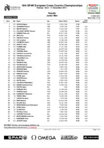 18th SPAR European Cross Country Championships Velenje / SLO - 11 December 2011