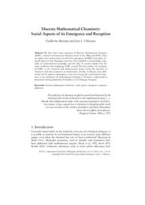 Discrete Mathematical Chemistry:  Social Aspects of its Emergence and Reception