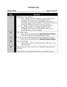 Revision Log Class: PA321 Date: [removed]Page
