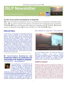 ISLP Newsletter, September-OctoberISLP Newsletter September -October 2008, Volume 1.4  In this issue (with translations to English)