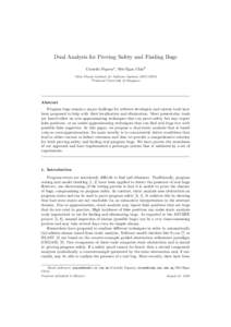 Dual Analysis for Proving Safety and Finding Bugs Corneliu Popeeaa , Wei-Ngan Chinb a Max Planck Institute for Software Systems (MPI-SWS) b National University of Singapore