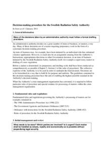Decision-making procedure for the Swedish Radiation Safety Authority