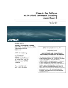 Playa del Rey, California InSAR Ground Deformation Monitoring Interim Report D Ref.: RV[removed]March 8, 2011