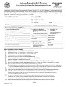 Arizona Department of Revenue  ARIZONA FORM 5000