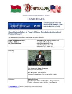 Blaise Compaoré / Africa / Burkina Faso / Blaise / International relations / Smithsonian Institution / Woodrow Wilson International Center for Scholars / Government