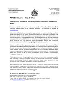 Saskatchewan Information and Privacy Commissioner[removed]Hamilton Street Regina, Saskatchewan
