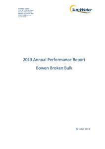 2013 Annual Performance Report Bowen Broken Bulk October 2013  Table of Contents