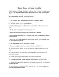 Class privilege checklist