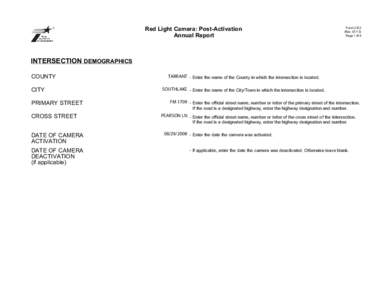 Red Light Camera: Post-Activation Annual Report FormRevPage 1 of 6