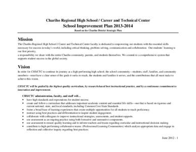 Chariho Regional High School / Career and Technical Center  School Improvement Plan[removed]Based on the Chariho District Strategic Plan  Mission