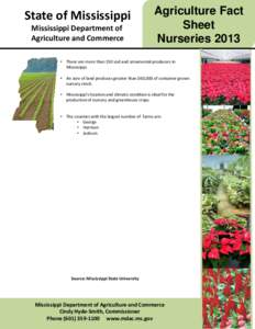 State of Mississippi Mississippi Department of Agriculture and Commerce Agriculture Fact Sheet