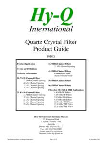 International Quartz Crystal Filter Product Guide