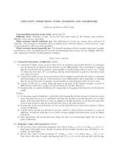 CONCAVITY, INFLECTIONS, CUSPS, TANGENTS, AND ASYMPTOTES MATH 152, SECTION 55 (VIPUL NAIK) Corresponding material in the book: Section 4.6, 4.7. Difficulty level: Moderate to hard. If you have seen these topics in AP Calc