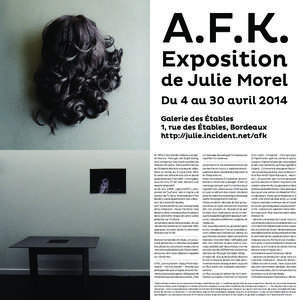 A.F.K.  Exposition de Julie Morel Du 4 au 30 avril 2014