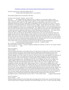 Southern Campaign American Revolution Pension Statements & Rosters Pension Application of Thomas Hughes R5357 Transcribed and annotated by C. Leon Harris [No pension application was found in the file.] W eston Lewis Coun