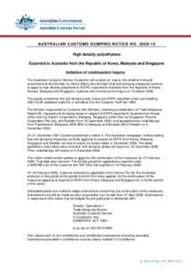 Australian Customs Dumping Notice No[removed]