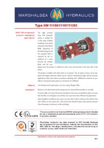 Type XW[removed]11202 20HP (15Kw) Hydraulic pump for water/glycol applications  The high pressure