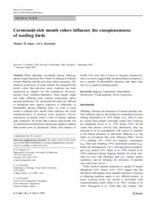 Behav Ecol Sociobiol DOIs00265z ORIGINAL PAPER  Carotenoid-rich mouth colors influence the conspicuousness