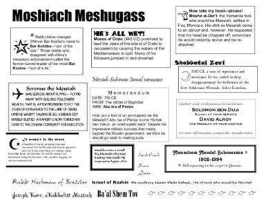 Jewish history / Jewish messianism / Messiah / Menachem Mendel Schneerson / Moses of Crete / Shukr Kuhayl / Sabbatai Zevi / David Alroy / Abu Isa / Jewish Messiah claimants / Religion / Judaism