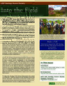 USF Geology Alumni Society  Into the Field Newsletter supporting the USF Geology Field School Program
