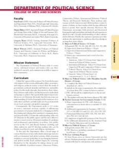 DEPARTMENT OF POLITICAL SCIENCE COLLEGE OF ARTS AND SCIENCES Faculty Sean EvansAssociate Professor of Political Science and Department Chair. B.A., David Lipscomb University; M.A., University of Alabama; Ph.D., 