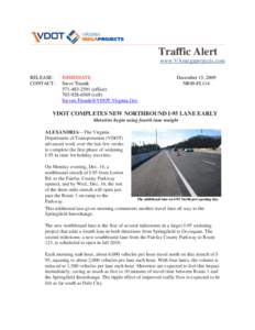 Traffic Alert www.VAmegaprojects.com RELEASE: CONTACT:  IMMEDIATE