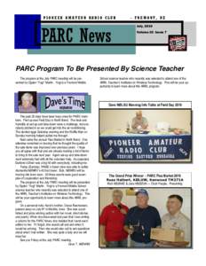 PIONEER AMATEUR RADIO CLUB  - FREMONT, NE July, 2010  PARC News