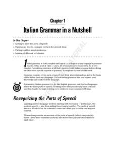 Chapter 1  Italian Grammar in a Nutshell In This Chapter  AL