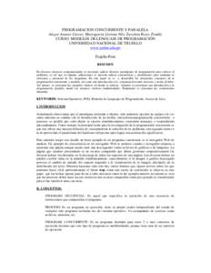 PROGRAMACION CONCURRENTE Y PARALELA Alegre Arauco Giover, Murrugarra Llerena Nils, Zaveleta Reyes Freddy CURSO: MODELOS DE LENGUAJE DE PROGRAMACIÓN