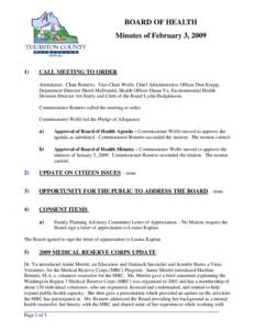 BOARD OF HEALTH Minutes of February 3, [removed]CALL MEETING TO ORDER