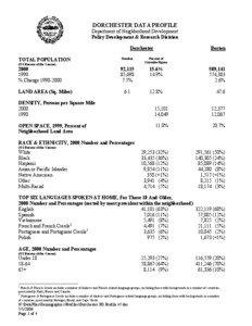 DORCHESTER DATA PROFILE Department of Neighborhood Development Policy Development & Research Division