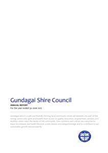 Gundagai Shire Council ANNUAL REPORT For the year ended 30 June 2012 ____________________________________________________________________________________