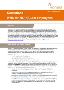 Konektions  Issue 1, 26th March 2014 WHS for MOP(S) Act employees WHS Newsletter