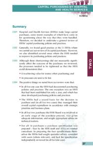 CAPITAL PURCHASING BY HOSPITAL AND HEALTH SERVICES B.29[00a] Summary[removed]Hospital and Health Services (HHSs) make large capital