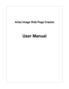 Arles Image Web Page Creator  User Manual I